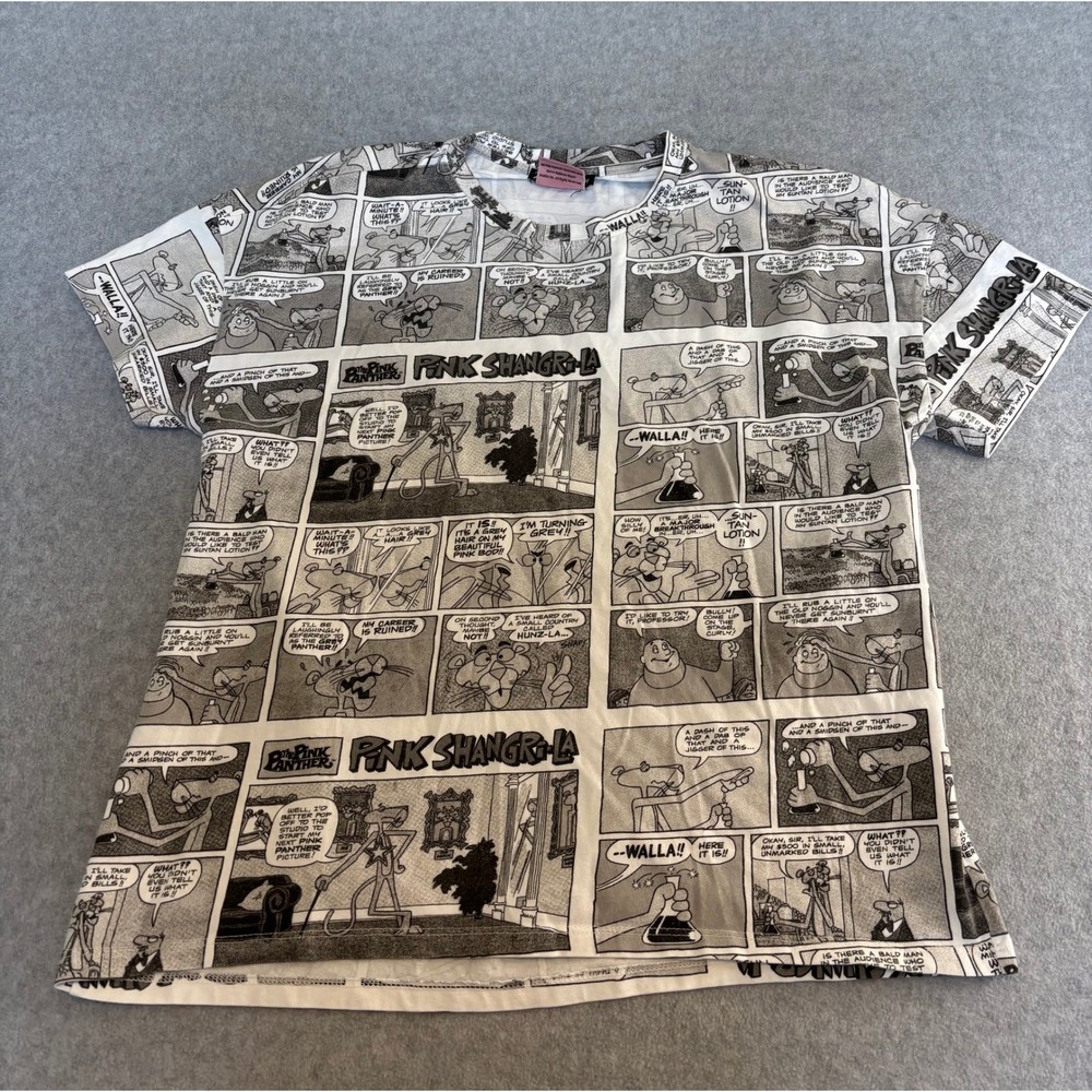 Zara Pink Panther Comic Cartoon Print T-Shirt Small Black White Short Sleeve